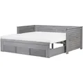 Tagesbett Grau Holz 90 X 200 Cm Ausziehbar 3 Schubladen Mit Lattenrost Holzfurnierte Mdf Platte Elegant Scandinavien Stil
