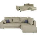 Ecksofa - beige - Microfaser - mit Liegefunktion