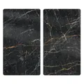 Allstar Herdabdeckplatte aus Glas, 2er Set, für Glaskeramik- und Induktionskochfelder, Herdabdeckung, Glasschneidebrett & Spritzschutz für die Küchenwand, 30 x 52 cm, Mod. Marmor schwarz