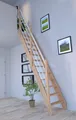 Raumspartreppe Eiche 3000 mit Holz-Edelstahl Geländer in weiß links