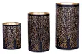 3er Set Windlichter Metall Schwarz Gold Kerzenhalter Deko Laterne Design
