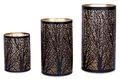 Levandeo® Kerzenlaterne, 3er Set Windlichter Metall Schwarz Gold Kerzenhalter Deko