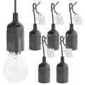 6x Baufassung E27 schwarz mit Schnellverbinder  Lampenfassung E27 inkl. Zugen...
