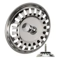 Spülbecken Siebkörbchen, 1 Pack, Ø 83 mm Siebkorb, in Edelstahl, Exzenter Zapfen ragt 27-57 mm tief in den Abfluss, Ø 8 mm Stift, Ersatzteil für Küchenspülen, Küchenabflusssieb, Siebkorbventil Spüle