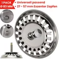 Siebkörbchen 83mm Edelstahl Spüle Exzenter 27-57mm 8mm Stift Abflusssieb Küche