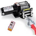 ROTFUCHS Elektrische Seilwinde 12V mit Funkfernbedienung – 1360 kg / 3000lbs Offroad Motorwinde Seilzug Elektrowinde, 9,2 m Stahlseil, Schwarz