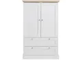 Drehtürenschrank HOME AFFAIRE "Binz, Wäscheschrank, Mehrzweckschrank, skandinavischer Landhausstil", weiß (weiß, eichefarben), B:84cm H:130cm T:35cm, MDF, Spanplatte, FSC-zertifizierter Holzwerkstoff, Schränke, viele Stauraummöglichkeiten, Metallgriffe, Türen mit Rahmen/ Kassetten