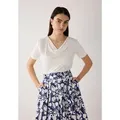 MORE&MORE T-Shirt feminines Shirt mit Wasserfall-Ausschnitt weiß 38