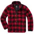 Brandit Teddy Fleece Jacket Rot Schwarz XL Holzfäller Karo Muster Flauschig Warm