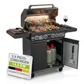 Juskys BBQ Gasgrill Savannah - 4 Brenner und 1 Seitenbrenner - XXL Stahl Gas Grill mit Gusseisen Grillrost, Kochfeld, Unterschrank für Gasflasche