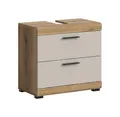 xonox.home – Waschbeckenunterschrank Scout 60x56x34 cm in Evoak Oak und Kaschmir Nachbildung matt – Stilvoller Waschplatz-Unterschrank – kompakt, modern & praktisch im Alltag
