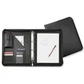 Ringbuchmappe DIN A4 Serie ELEGANZ, aus Kunstleder mit Solar-Taschenrechner
