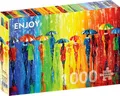 1000 Pieces Jigsaw Puzzle for Adults – Matte Finish, Soft Touch, Sturdy and Unique Pieces, Tight Fit, Vivid Colors, Missing Pieces Service – Rainbow Rain Walk with People and Umbrellas by ENJOY Puzzle