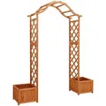 vidaXL Rosenbogen 316388, braun, mit Pflanzkasten, aus Tannenholz, freistehend, 175 x 204 x 40 cm