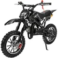 Kinder-Crossbike Delta, Benzin-Kindermotorrad, 49 ccm, bis zu 40 km/h, Scheibenbremsen, ab 6 Jahren (Schwarz)