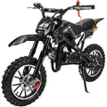 Kinder-Crossbike Delta, Benzin-Kindermotorrad, 49 ccm, bis zu 40 km/h, Scheibenbremsen, ab 6 Jahren (Schwarz)