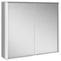 Keuco Badezimmerspiegelschrank Royal Match mit LED-Beleuchtung (Badezimmerspiegelschrank mit Beleuchtung LED) 80 cm, Aufputz, mit 2 Türen, Aluminium, Seiten verspiegelt