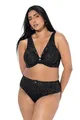 Ulla Popken TruYou Damen große Größen Übergrößen Plus Size TRUYOU String-Panty, glitzernde Spitze, Mikrofaser schwarz 50+ 837945100-50+