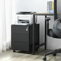 SONGMICS Rollcontainer, Rollcontainer Aktenschrank Büroutensilien, schwarz - Schwarz