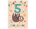 12 Einladungskarten zum 5. Kindergeburtstag Einladung zum fünften Geburtstag Mädchen Jungen Faultier