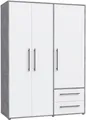 Kleiderschrank FORTE "Mokkaris, zeitloses Design, 3-4 Türen, Made in Europe", grau (betonoptik lichtgrau, weiß), B:144,4cm H:200,1cm T:58,8cm