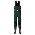 Behr Neopren Wathose High Back 4mm grün mit Brusttasche Neoprenhose Anglerhose