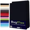 Buymax Spannbettlaken 2-er Set, Doppelpack, Bettlaken, Jersey 100% Baumwolle, Gummizug: rundum, (2 Stück), Pflegeleicht und Atmungsaktiv in Verschiedenen Farben und Größen schwarz 120 cm x 200 cm