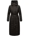 Navahoo Damen Wintermantel Warmer Steppmantel lang mit Kapuze und Taillengürtel Das Teil XIV Black Gr. M
