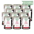 naftie Bio-Hundefutter 100% Bio Rind, Nassfutter Reinfleisch für Hunde, 12x 400g