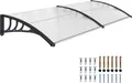 Outsunny Pultvordach Vordach für Haustür 75x195x23 cm Überdachung 5mm Polycarbonat Sonnenschutz Regenschutz für draußen Alu Transparent