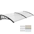 Outsunny Pultvordach Vordach für Haustür 75x195x23 cm Überdachung 5mm Polycarbonat Sonnenschutz Regenschutz für draußen Alu Transparent