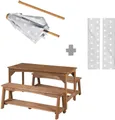 roba® Garten-Kindersitzgruppe Outdoor+, (Set, 3-tlg), Tisch und 2 Bänke mit Sitzauflage, Schirmset