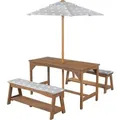 roba Kindersitzgruppe in Natur mit Sitzauflage und Schirm im Design Little Stars