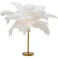 Kare-Design Tischleuchte, Weiß, Textil, Naturmaterialien, Federn,Federn, 50x60x50 cm, Lampen & Leuchten, Innenbeleuchtung, Tischlampen, Tischlampen