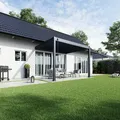 Deluxe Wand-Pavillon Terrassenüberdachung Alu 3x3,6 m Anthrazit