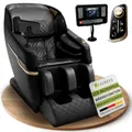 Juskys Massagesessel Naxos, elektronisch mit LCD-Bedienfeld, USB, Bluetooth, Airbags, Rollenmassage, Wärmefunktion, Fußverlängerung & Timer – Schwarz