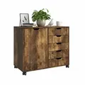 Relaxdays Rollcontainer, Braun, Holzwerkstoff, Metall, Kunststoff, 78x65x40 cm, Arbeitszimmer, Container