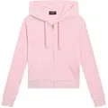 Kapuzennickijacke JUICY COUTURE "ROBERTSON HOODIE Damen", Damen, Gr. S, almond blossom, 95% POLYESTER, 5% ELASTAN, slim fit, Langarm, Jacken, Trainingsjacke Damen, Sweatjacke mit Kapuze, Velour, mit Glitzer, Sale