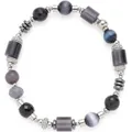 JEWELS BY LEONARDO Armband Casoria, elastischer Arm-Schmuck aus silberfarbenem Edelstahl, geometrische Perlen in schwarz und grautönen, 20 cm Länge, Schmuck Damen, 024304