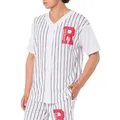 RedBridge T-Shirt Baseball-Shirt mit Knopfleiste und Streifen Sportliches Oversize-Shirt schwarz|weiß L