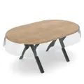 ANRO Tischdecke KLARA abwaschbar Tischfolie transparent Gartentischdecke 0,3mm (Einzelstück 1-tlg), wasserabweisend Durchsichtig Transparent Breite 140cm weiß Oval | 140 cm x 260 cm x 0.3 mm