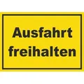 Ausfahrt freihalten Schild gelb-schwarz A6 Rückseite selbstklebend
