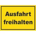 HB-Druck Hinweisschild Ausfahrt freihalten Schild gelb-schwarz, wetterfest, stabil, UV-beständig, kratzfest DIN-A6 105x148mm selbstklebend