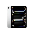 Apple 11" iPad Pro (M4): Ultra Retina XDR Display, 256 GB, 12 MP Querformat Frontkamera/12 MP Rückkamera, LiDAR Scanner, WLAN 6E und 5G Mobilfunk mit eSIM, Face ID, Standardglas – Silber