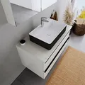 Duravit Rechteckiges Aufsatzwaschbecken DuraBrezza 60x40x14cm Waschbecken mit Hahnlochbank aus Mineralguss Handwaschbecken in Schwarz/Weiß Matt Waschtisch für Unterschränke Badezimmer