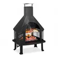 Relaxdays, schwarz Terrassenofen mit Grill, Feuerstelle mit Funkenschutz, Schürhaken, massiv, Stahl, 110 x 63 x 51 cm 10026555