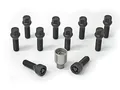 H&R Radschrauben Satz Kegelbund M14x1.25 - Länge 50mm - Schwarz - 10 Stück - inkl. Felgenschloss