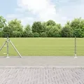 vidaXL Eurozaun mit 13 Flanschpfosten 0,6x25 m Verzinkter Stahl