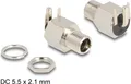 Delock Steckverbinder DC 5,5 x 2,1 mm Buchse zum Einbau Lötversion gewinkelt - Sechskant 20 V / 10 A (90179)