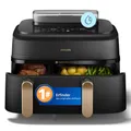 Philips Steam Airfryer 5000 Series Dual Basket Heißluftfritteuse mit Dampfgar-Funktion & 2 Körben – Steam, Airfry, SteamFry, 9L (3L+6L), RapidAir Plus, automatische Dampfreinigung (NA552/00)